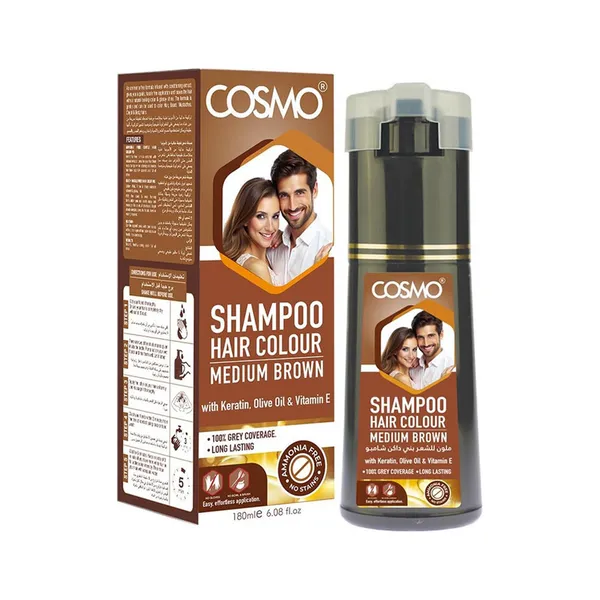 Cosmo Hair Colour Shampoo Medium Brown 180Ml