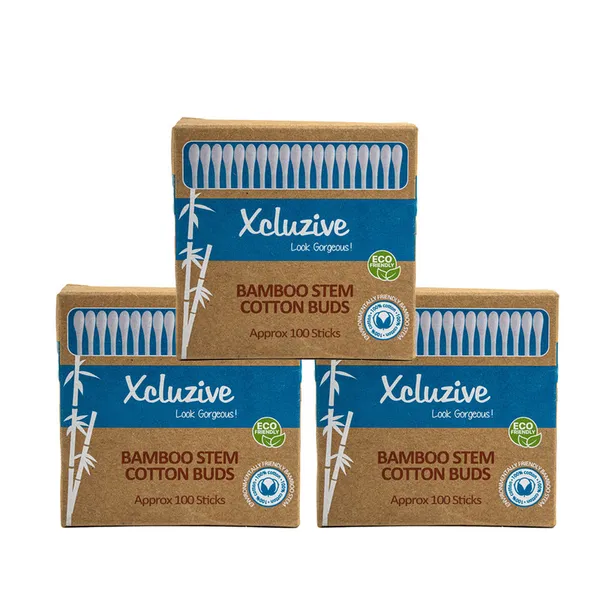 Xcluzive Bamboo Stem Cotton Buds -100's x 3 Value Pack
