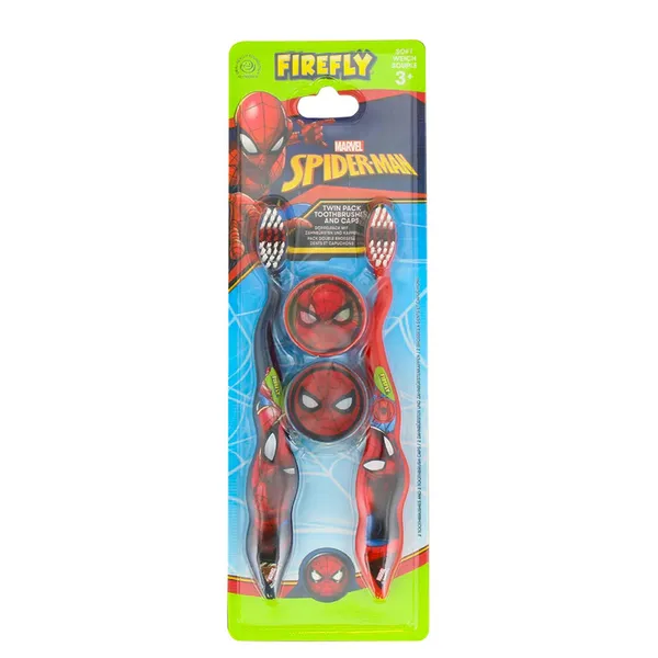 Firefly Spiderman 2 T.Brushes and 2 Caps Twin Pack - New
