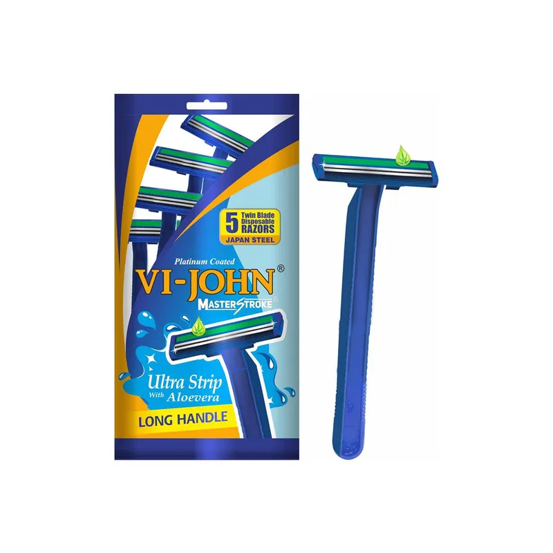 Vi-John Master Stroke Ultra Strip With Aloevera Razor Pouch Pack 5Pcs