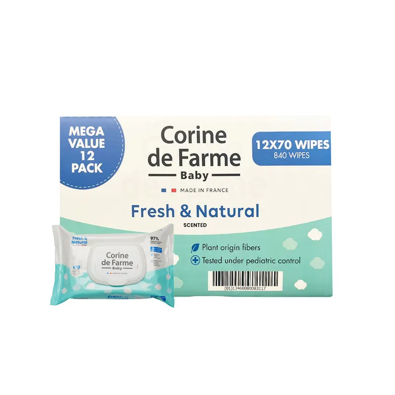 CDF-- Baby Fresh & Natural Wipes 70's(Pack of 12pcs)