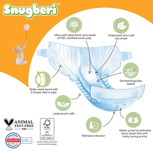 Snugberi Diaper Size 2 Small 4-7kg 30's Triple Value Pack