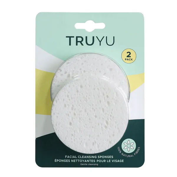 Qvs ( TRUYU ) 2 Natural Cellulose Facial Cleansing Sponges (Small)