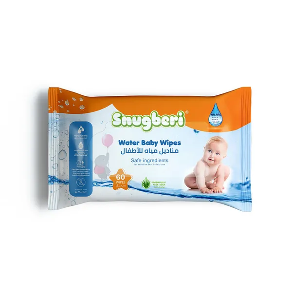 Snugberi Water Baby Wipes 60's