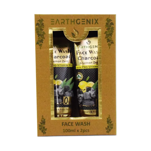 Earthgenix Charcoal & Lemon Zest Face wash 100Ml x 2 Twin Pack
