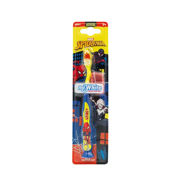 Mr.White Spiderman Manual Toothbrush With Suction Cup