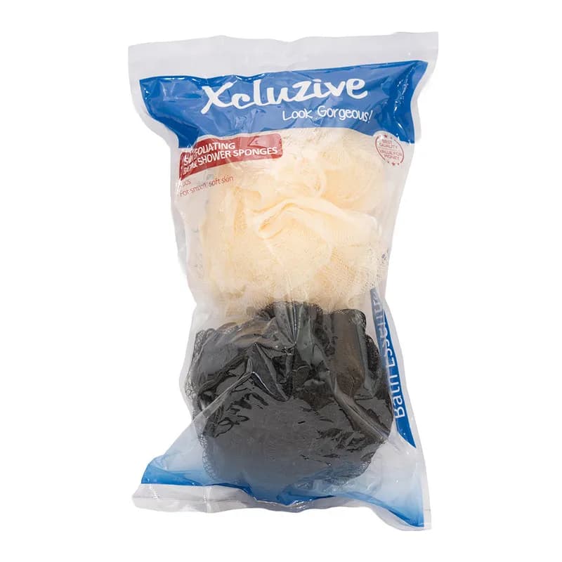 Xcluzive Exfoliating Gloves 2 Pcs & Bath Sponges 2 Pcs Asstd X2 Value Pack