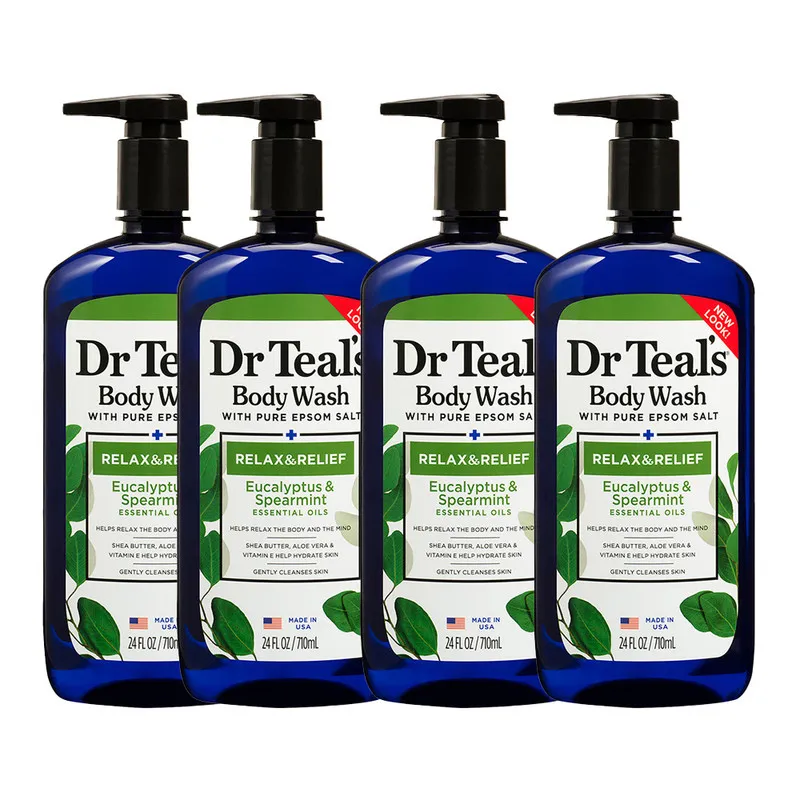 Dr Teal's Epsom Salt Body Wash - Eucalyptus&Spearmint 710ml (Pack of 4)