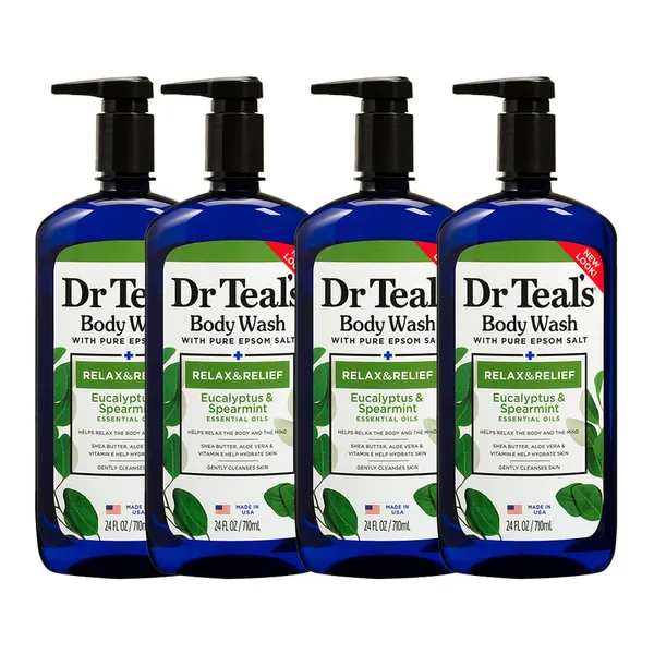 Dr Teal's Epsom Salt Body Wash - Eucalyptus&Spearmint 710ml (Pack of 4)