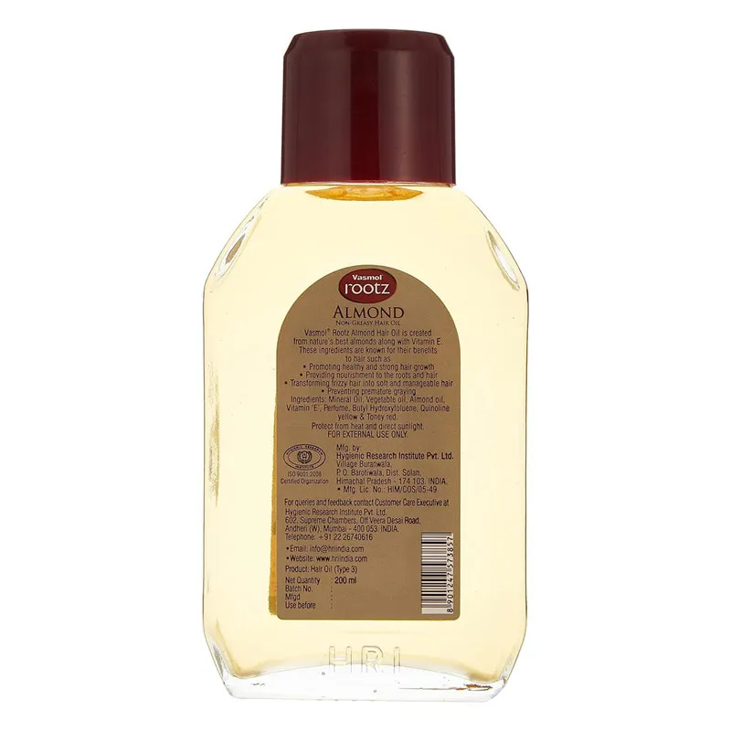 Vasmol Rootz Almond Hair Oil 200Ml