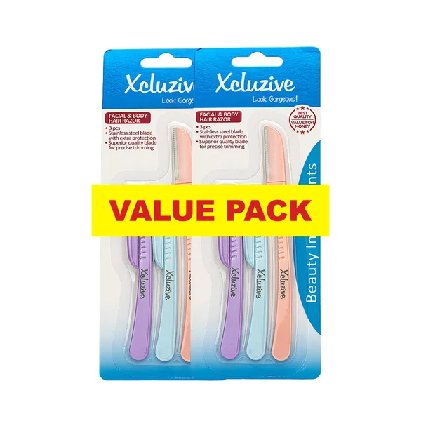 Xcluzive Face & Body Hair Razor 3 Pcs X2 Value Pack
