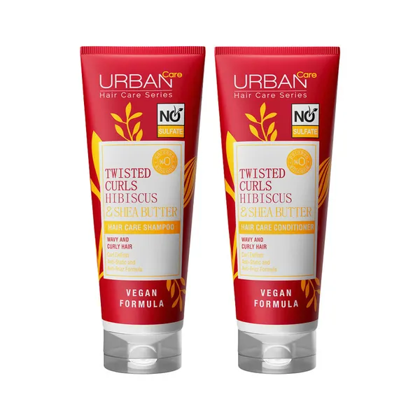 Urban Care Twisted Curls Hibiscus & Shea Butter Shampoo 250ml + Conditioner 250ml Free