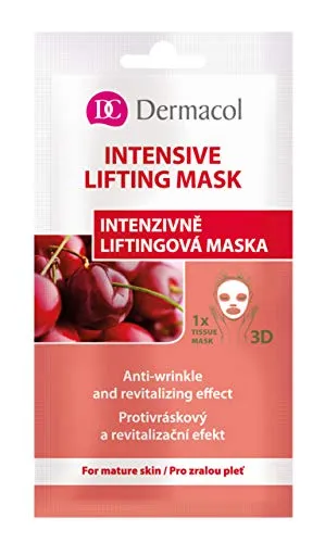 Dermacol Intensive Lifting Face Tissue Mask - Anti-Wrinkle Sheet Mask with Cherry Extract for Mature Skin