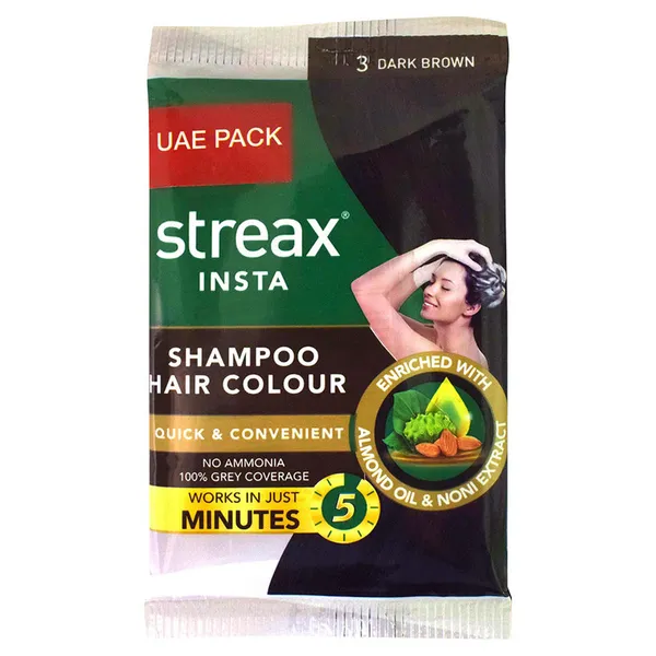Streax Insta Shampoo Hair Colour 25 Ml - Dark Brown Sachet