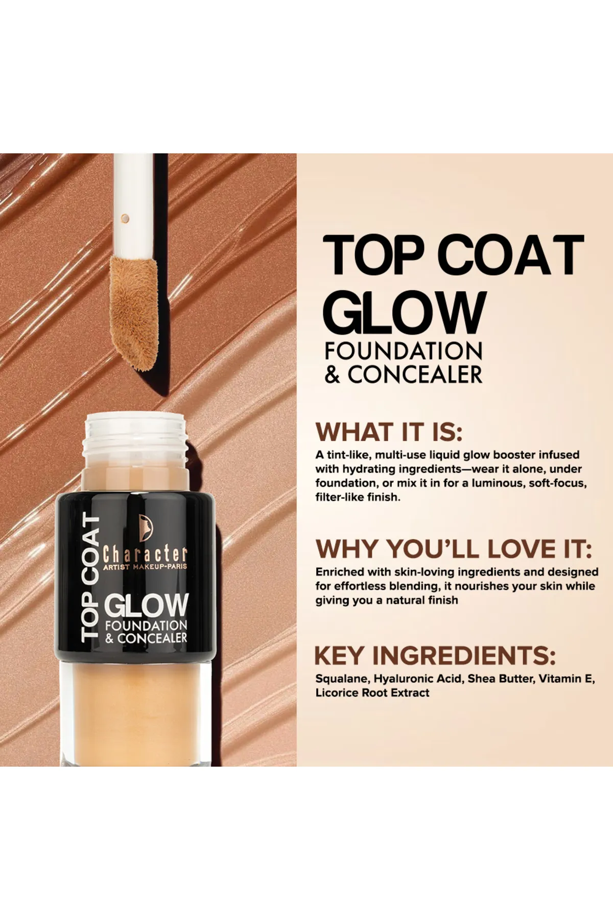 Top Coat Glow Foundation and Concealer-Medium Tan