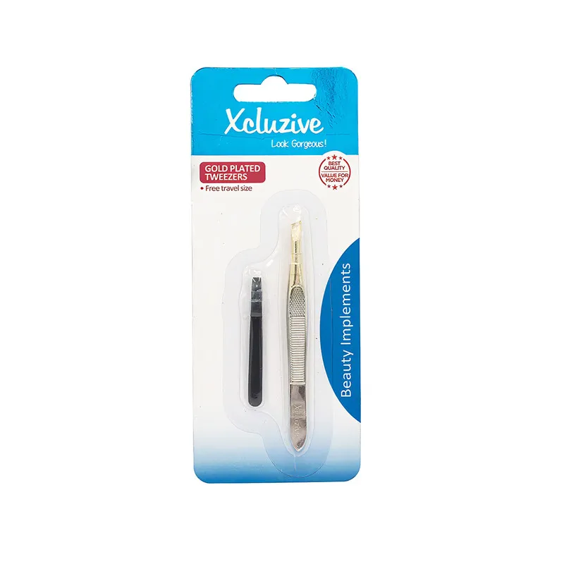 Xcluzive Slant Tweezers - G.Pltd/Prntd Hndl