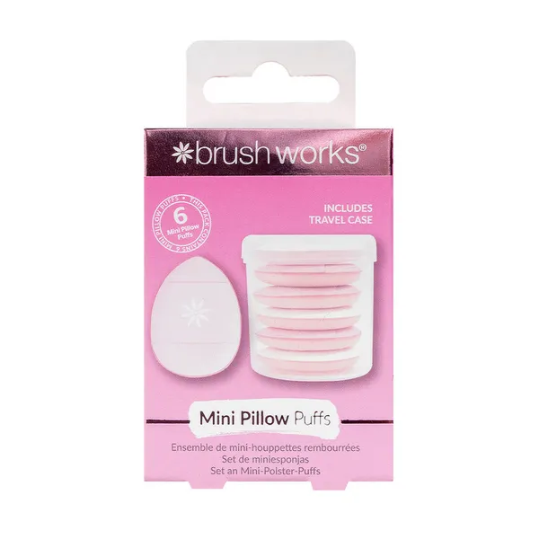 Brushworks Mini Pillow Puffs - 6 Pack