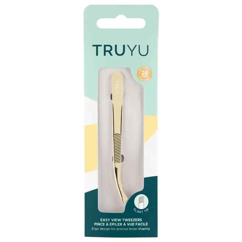 Qvs ( TRUYU ) Slant Tip Tweezer Easy-view (Gold Plated)