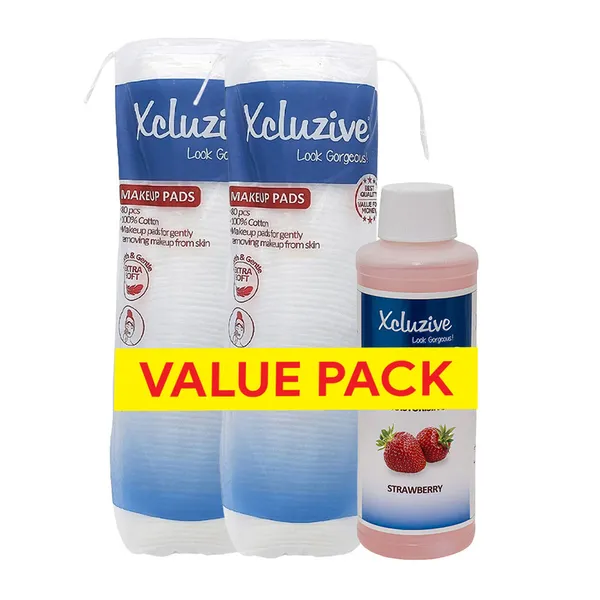 Xcluzive Cotton Pads 80s x 2pcs + Nail Polish Remover Asstd 120ml Value Pack