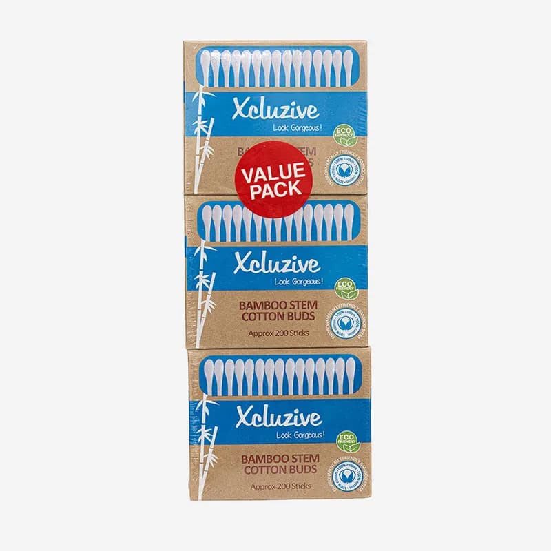 Xcluzive Bamboo Stem Cotton Buds 200's X 3 Value Pack