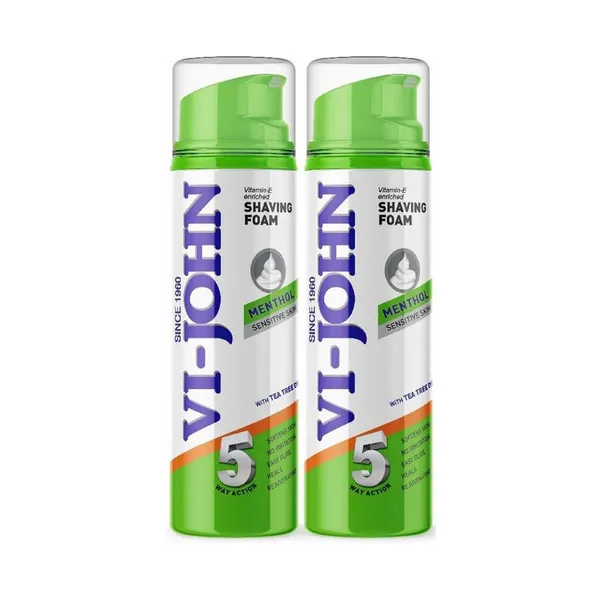 Vi-John Shaving Foam Menthol 200Ml X2 Value Pack