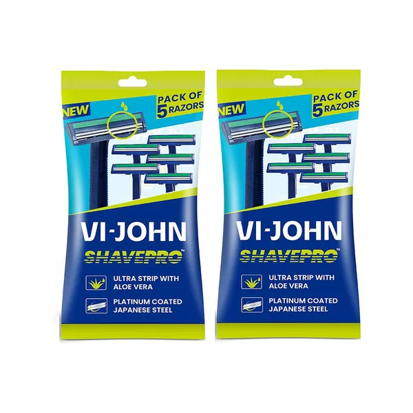 Vi-John Master Stroke Ultra Strip With Aloevera Razor Pouch Pack 5+5 Value Pack
