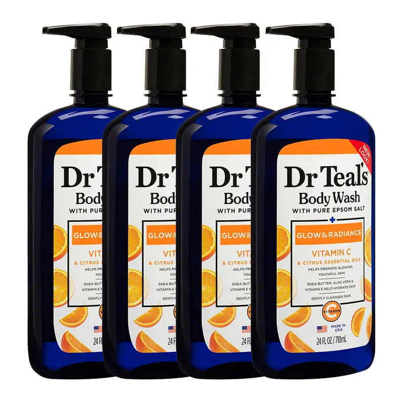 Dr Teal's Epsom Salt Body Wash - Vitamin C & Citrus Oils 710 ml (Pack of 4)