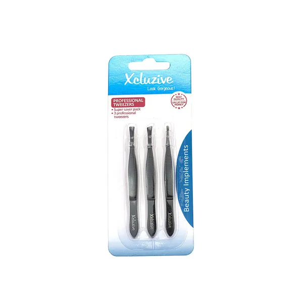 Xcluzive Professional Tweezers 3 pcs
