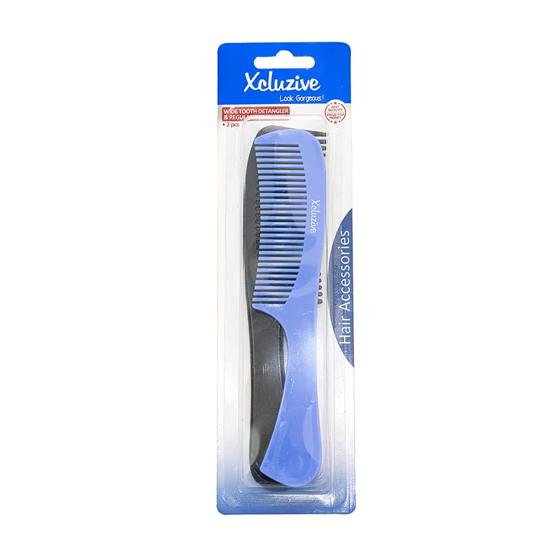 Xcluzive Wide Tooth Detangler & Regular Combs 2 Pcs