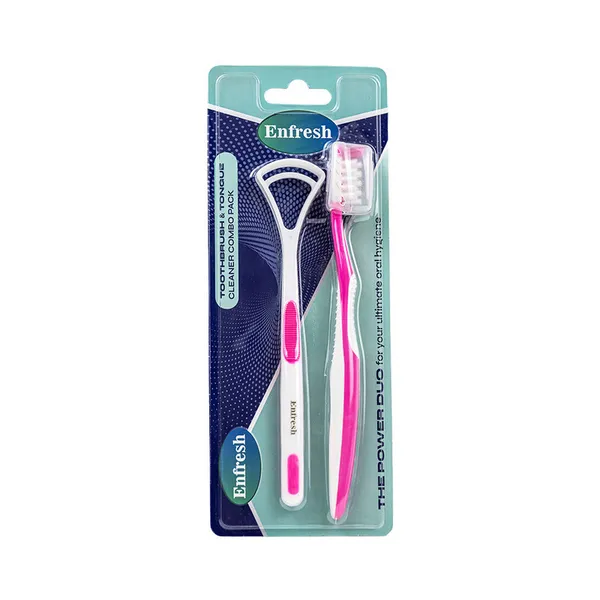 Enfresh Tongue cleaner w/Toothbrush - PINK