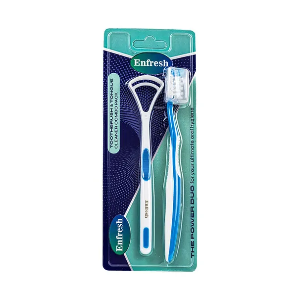 Enfresh Tongue cleaner w/Toothbrush - BLUE