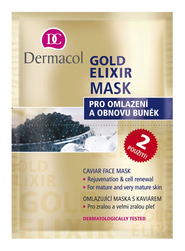 Dermacol Gold Elixir Mask - Skin Treatment Mask with Caviar Extract for Rejuvenation and Regeneration