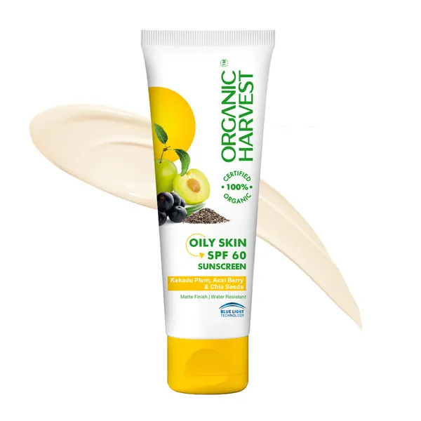Organic Harvest Oily Skin SPF 60 Sunscreen-Kakadu Plum, Acai Berry & Chia Seeds - 100g