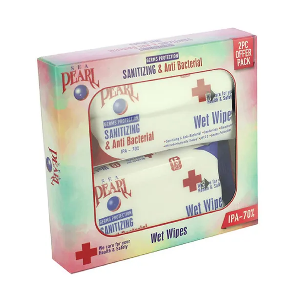 Sea Pearl Sanitizing & Anti Bacterial Wet Wipes 15 Pulls X2 Offer Pack